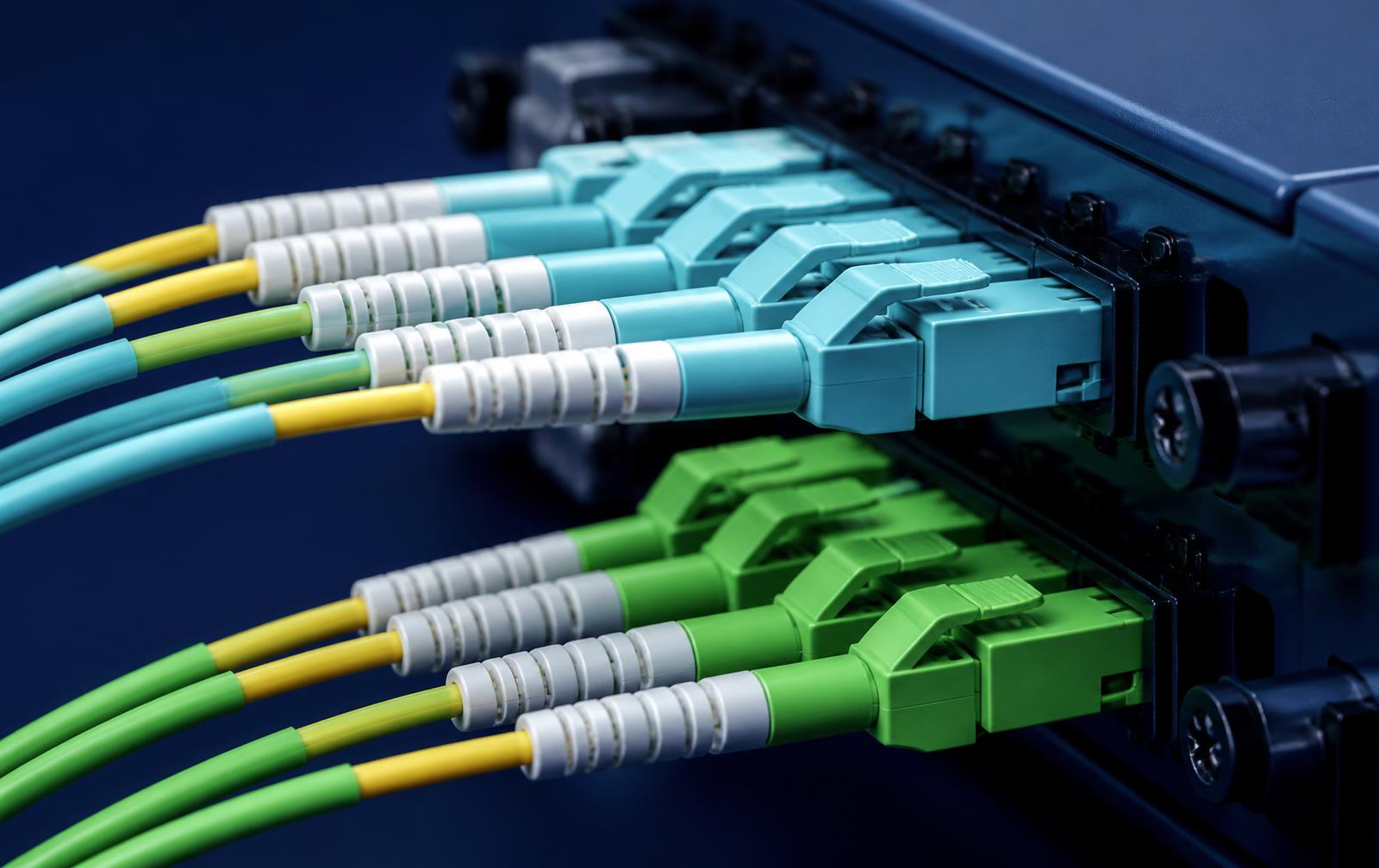 Close-up of fibre optic strands