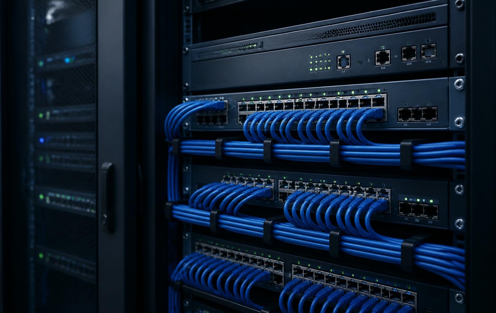Network rack with structured cabling